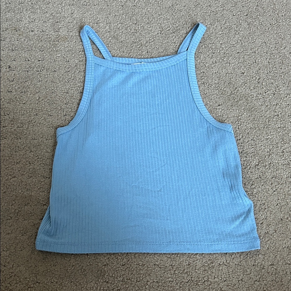 Sky Blue Ribbed Tank Top